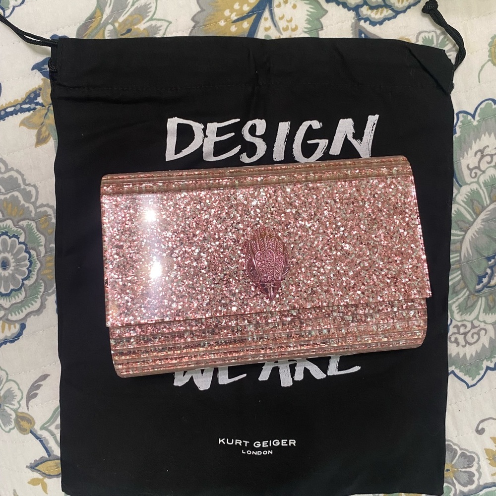Kurt Geiger Rose Glitter Clutch